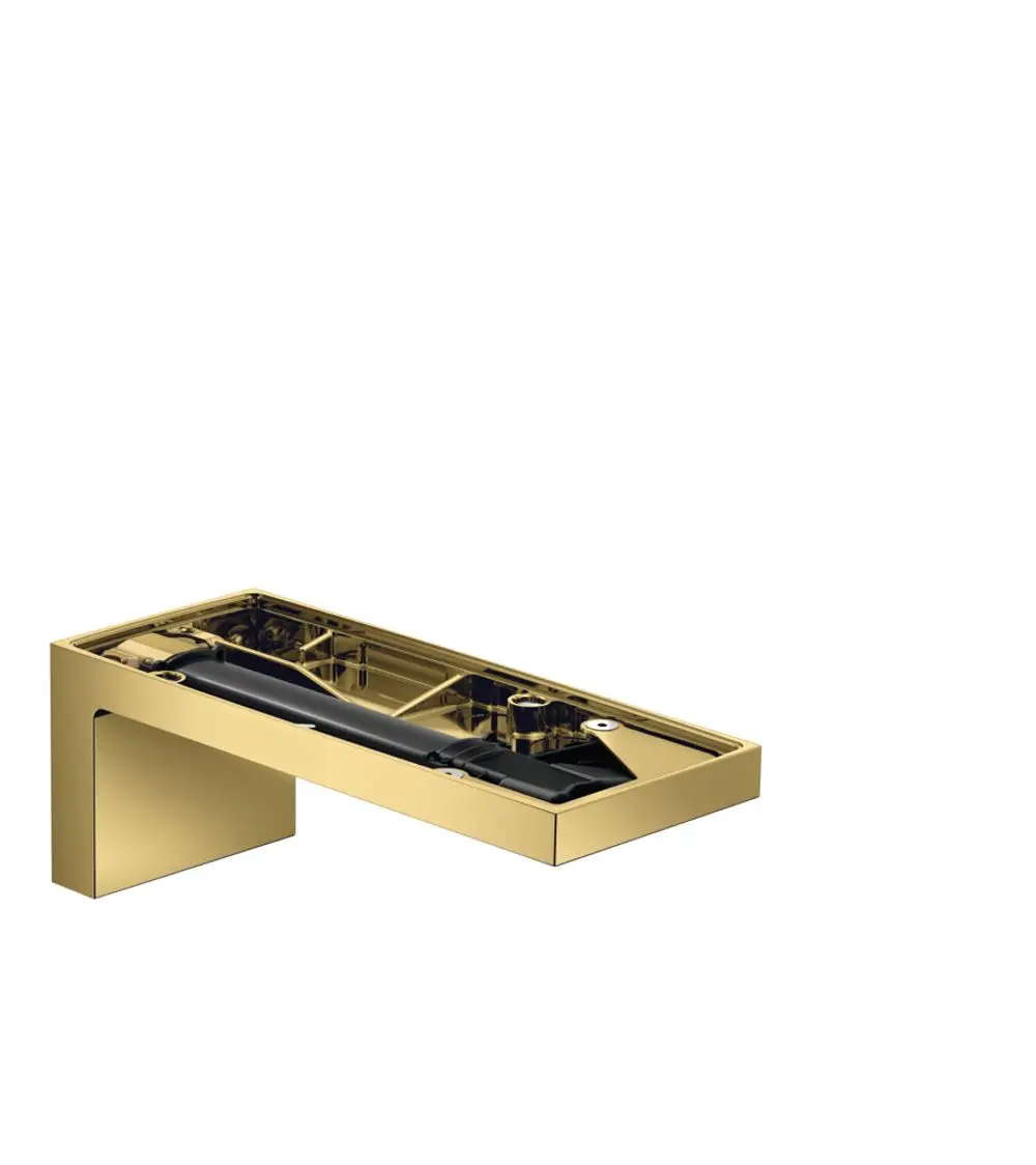 Wannenarmatur in glänzendem Gold-Finish, designed von AXOR. Das Produkt zeigt eine moderne, flache Kante und einfache Linienführung ohne Verkleidung.